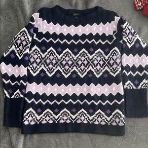 Talbots Black and Lavender Geometric Sweater